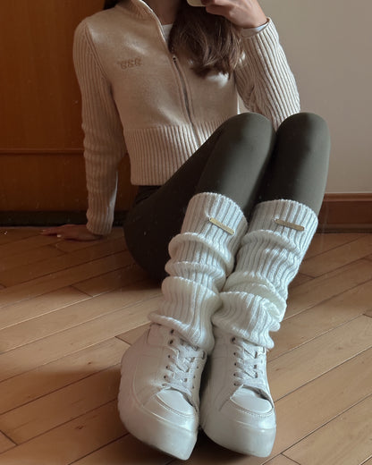 Knitted Leg Warmer  ·  White