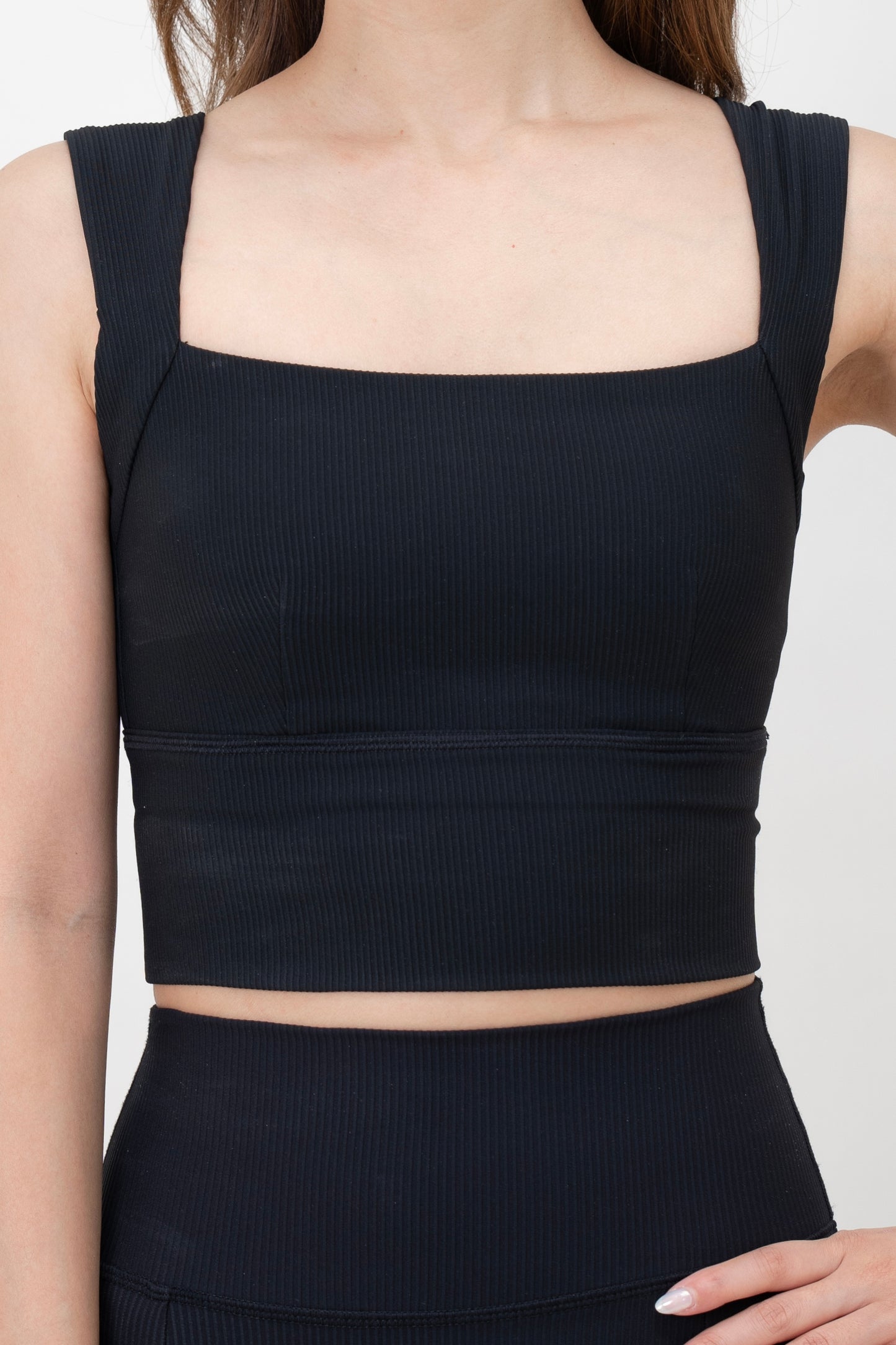 Square Neck Bra Tank · Black