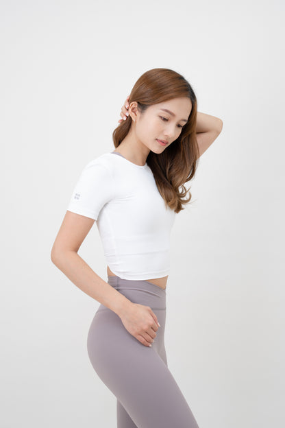 Crop Twist Back Short Sleeve · White